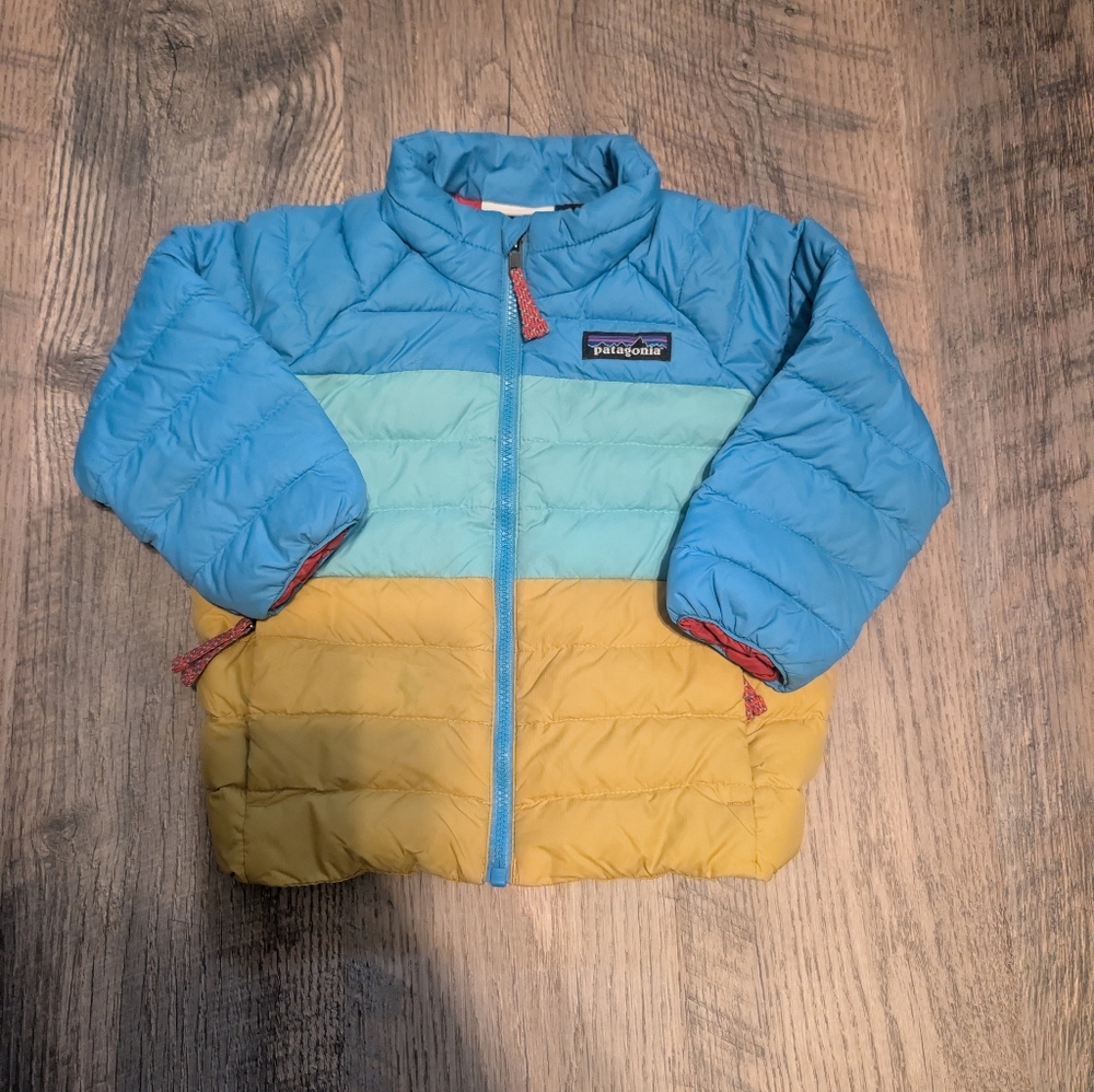Patagonia Baby Down Sweater Jacket Color Block Puffer 12-18 Month Toddler Boy